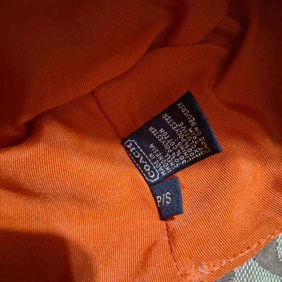 Coach Hat Patterned Bucket Hat with Orange Lining - Picture 9 of 11